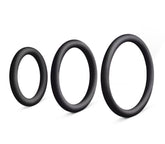 Love In Leather 3 Pack Mens Silicone Cock Ring Set - Black - Cock Ring Sets